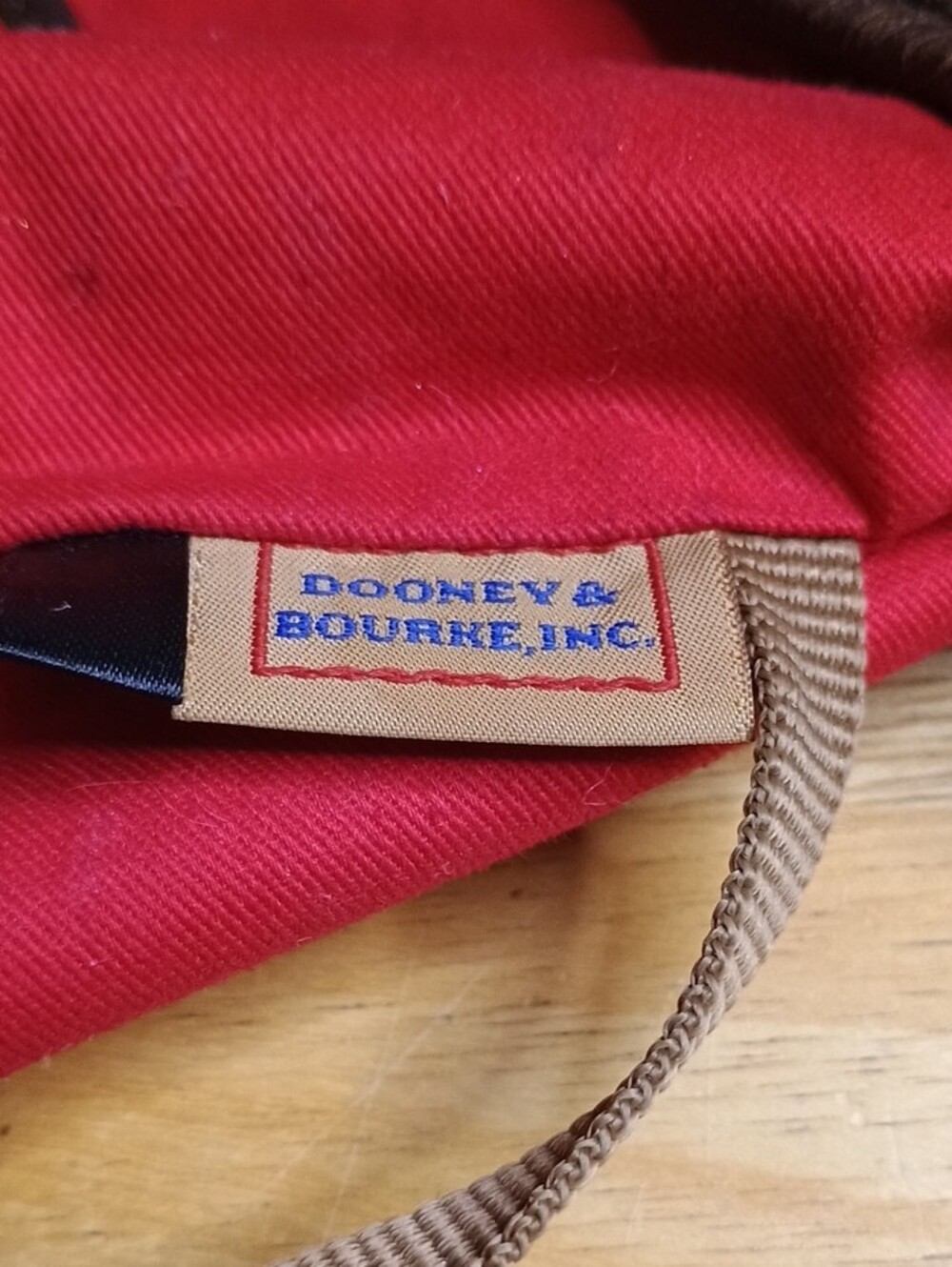 Dooney & Bourke Sutton Brown Logo Drawstring Bucket Bag with Red Interior - Picture 5 of 12